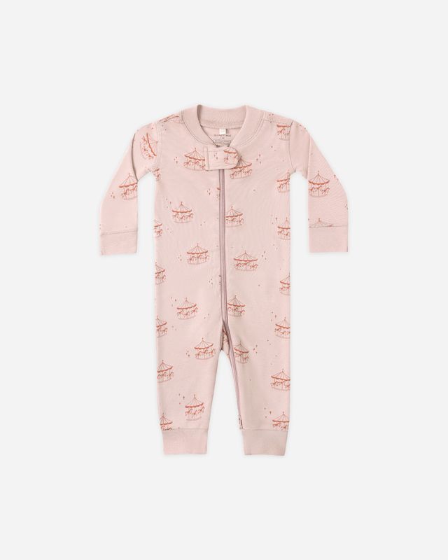 Quincy Mae Long Sleeve Zip Romper - Carousel