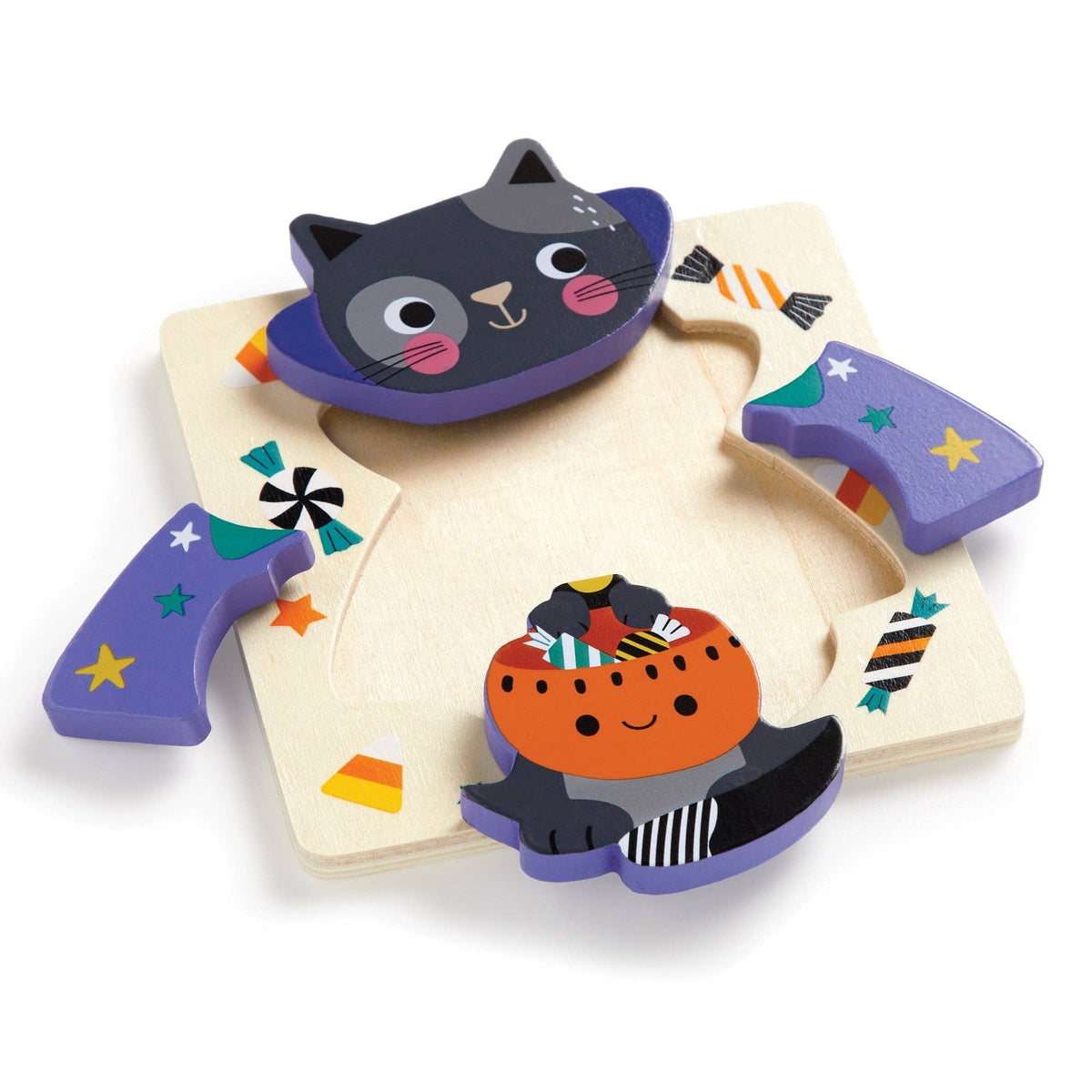 Set of 4 Wood Puzzles - Spooky Friends