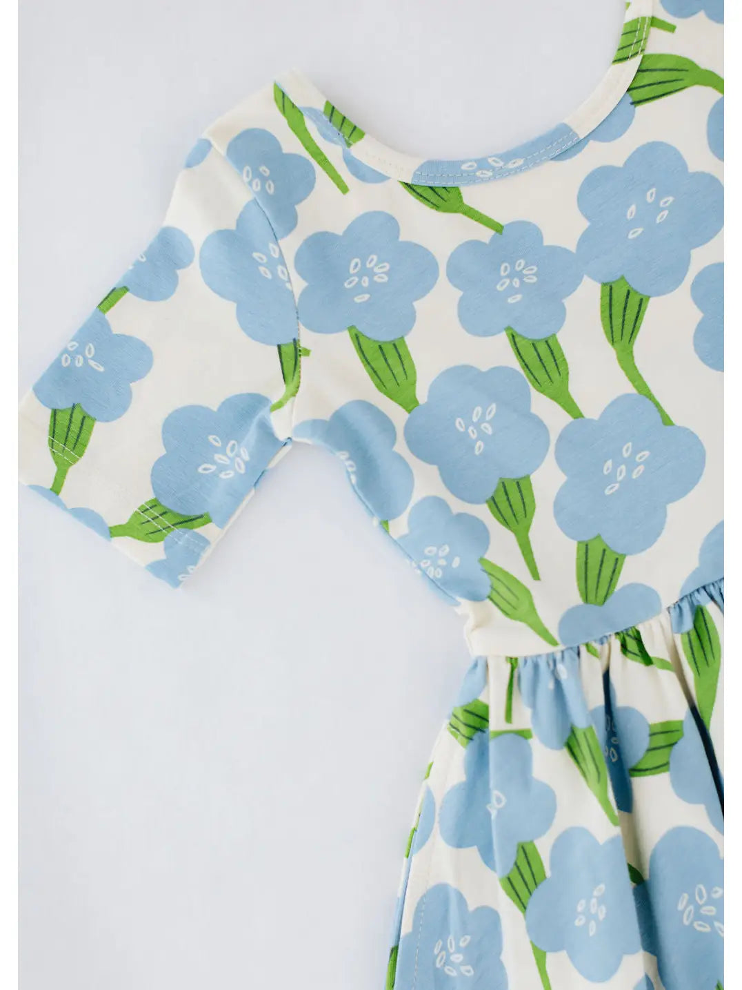 Short Sleeve Twirl Dress - Blue Garden