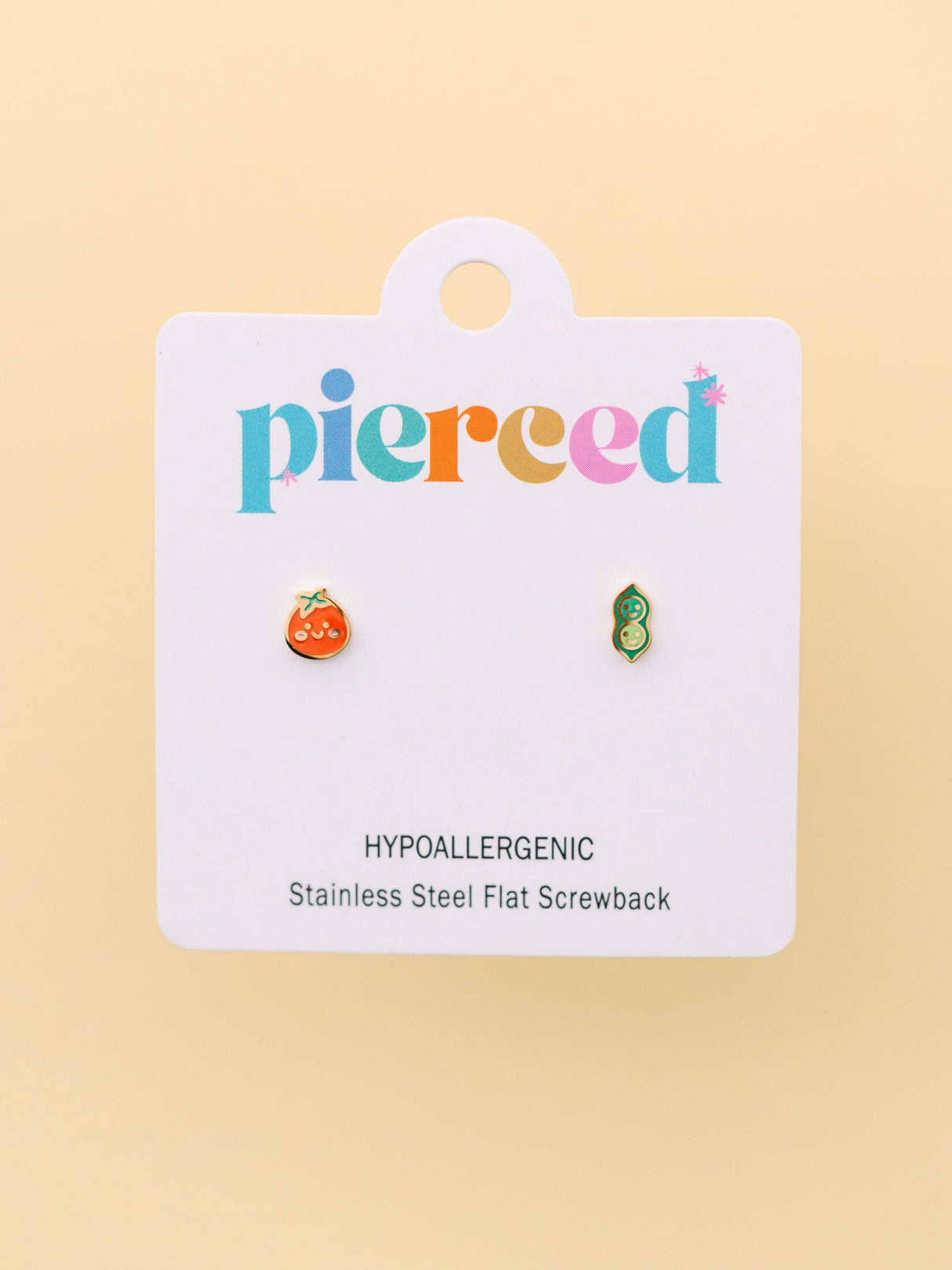 Pierced Co. Screwback Earrings - Pea Pod & Tomato