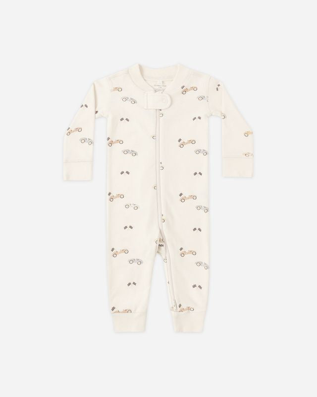 Quincy Mae Long Sleeve Zip Romper - Race Car