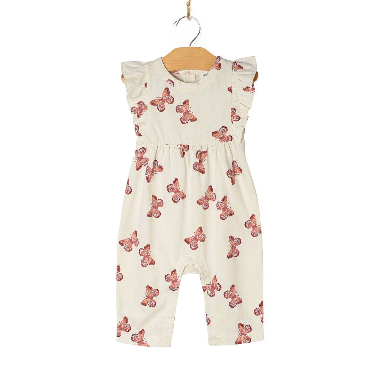 City Mouse Flutter Long Romper - Butterflies