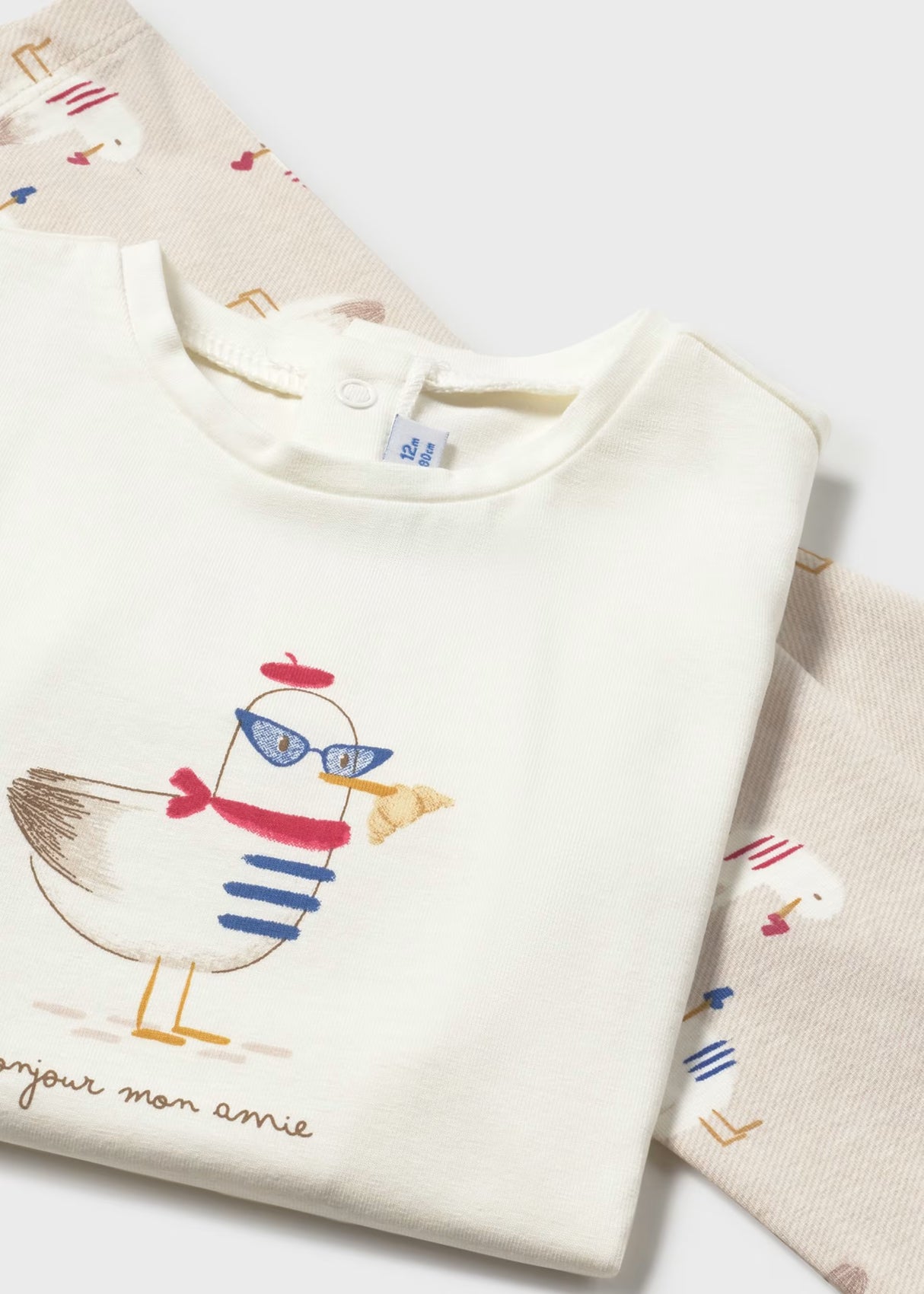 Cardigan and Graphic Tee Outfit - Sea Birds
