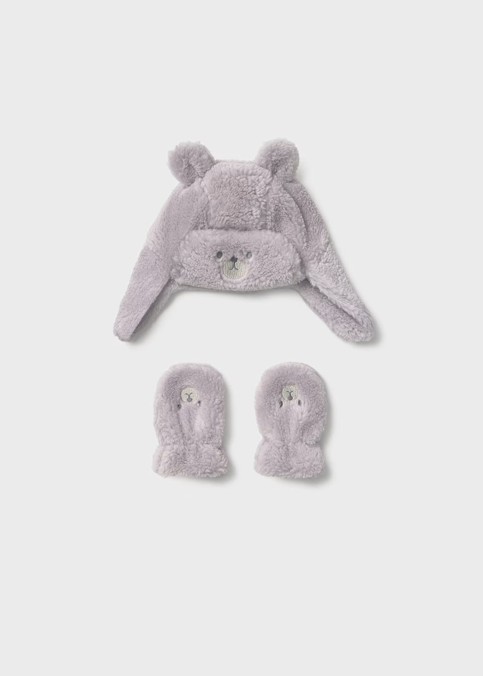 Fleece Hat and Mittens - Grey
