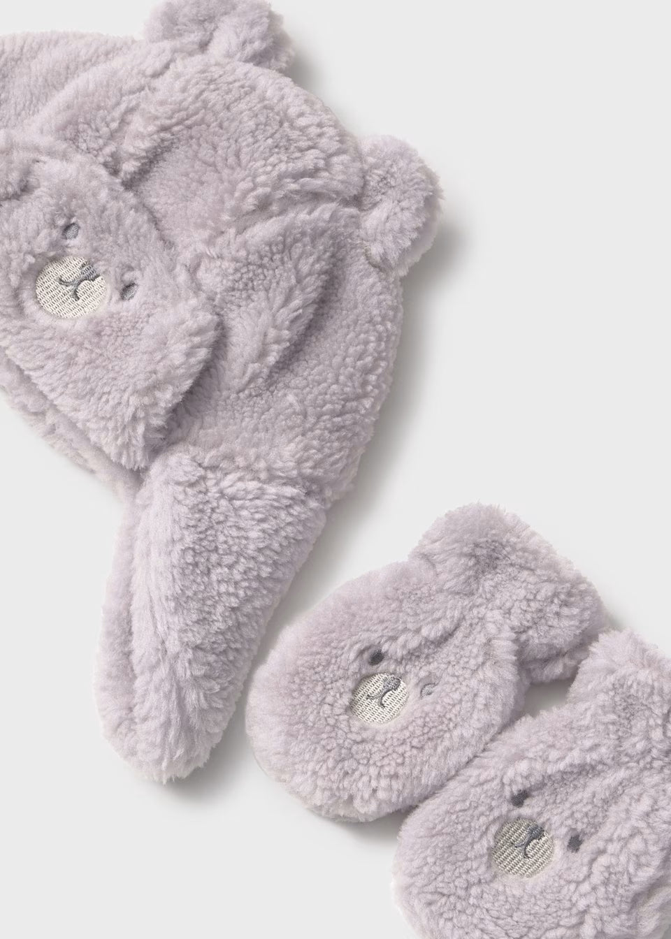 Fleece Hat and Mittens - Grey