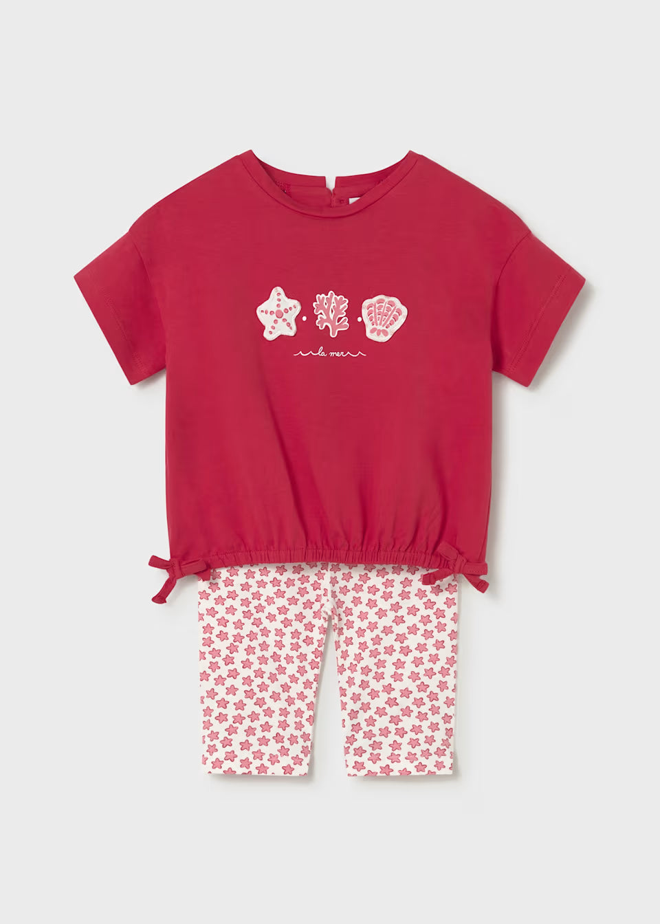 Bow Hem Tee and Shorts - Red Sea Stars