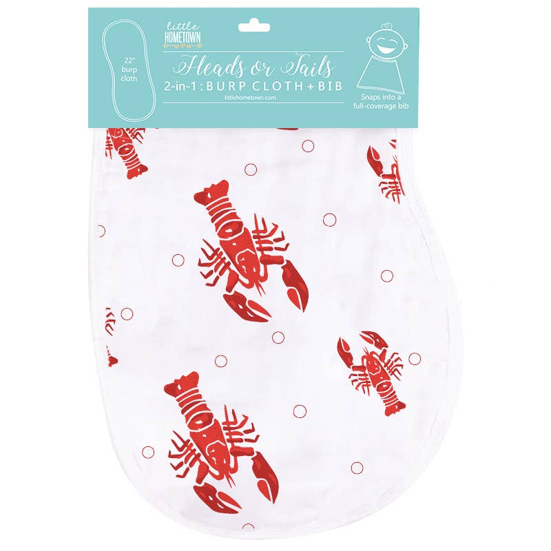 2-in-1 Burp Cloth and Bib -Heads or Tails