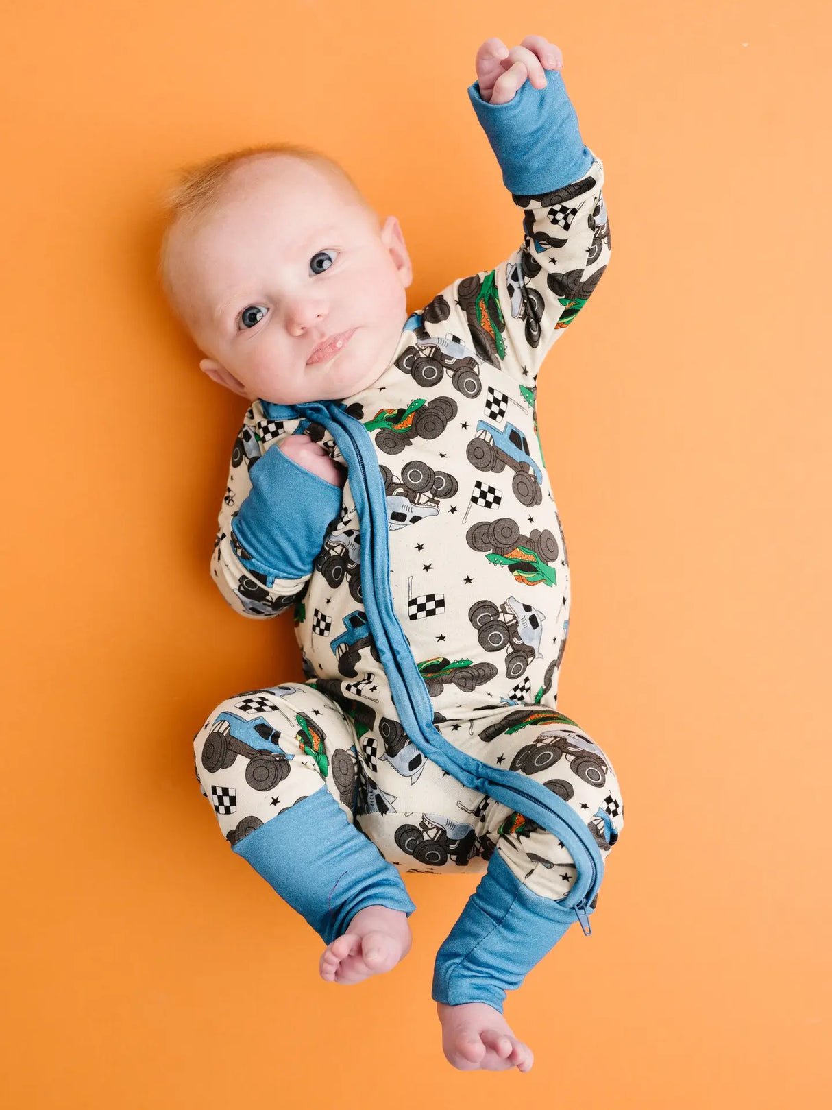 Bamboo Convertible Footie - Monster Trucks