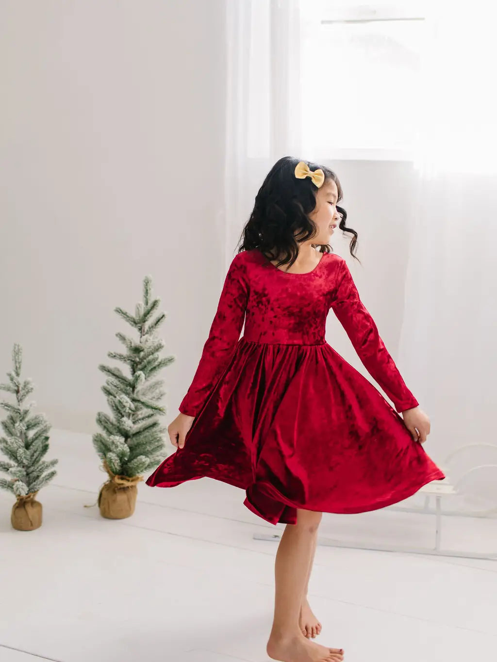 Gwendolyn Dress - Red Crushed Velvet