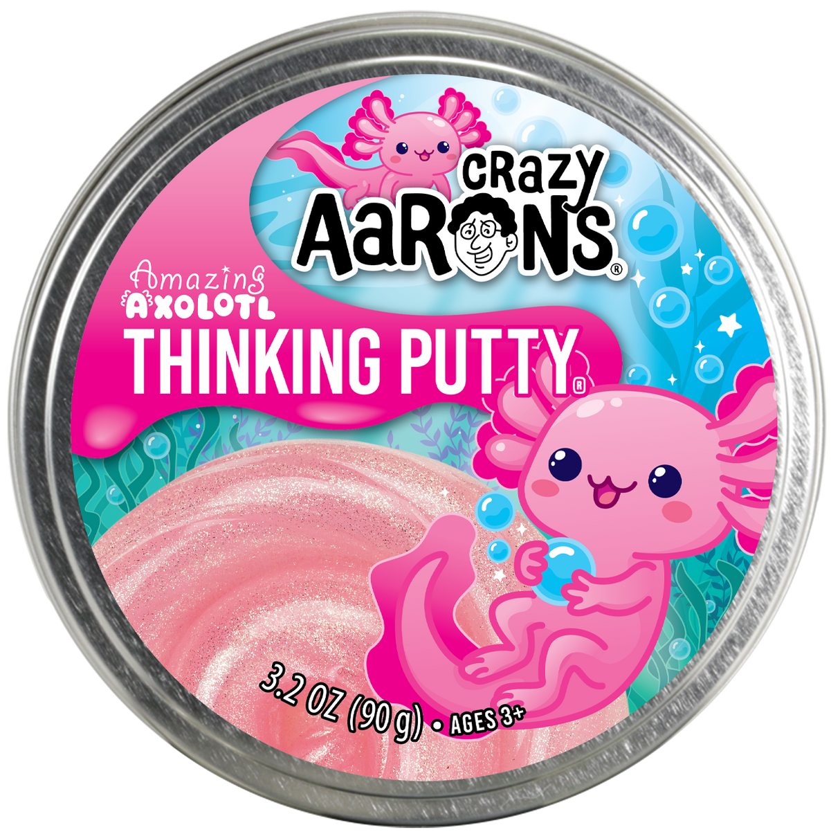 Crazy Aaron's Thinking Putty 4" Tin - Amazing Axolotl