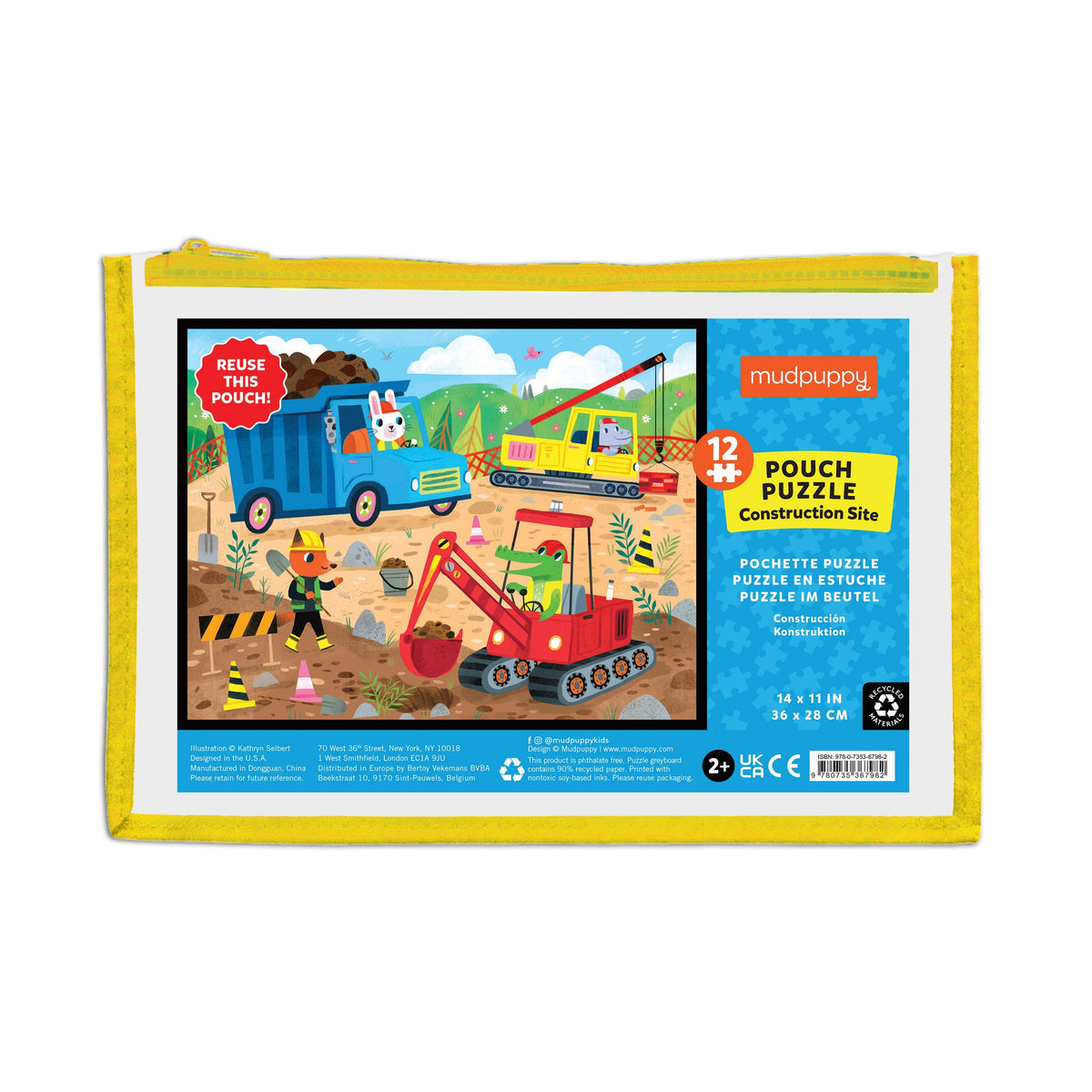 12 Piece Pouch Puzzle - Construction Site