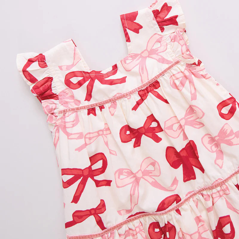 Pink Chicken Camelia Dress - Valentines Bows FINAL SALE