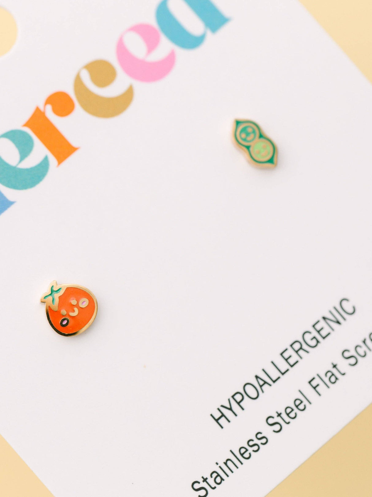 Pierced Co. Screwback Earrings - Pea Pod & Tomato
