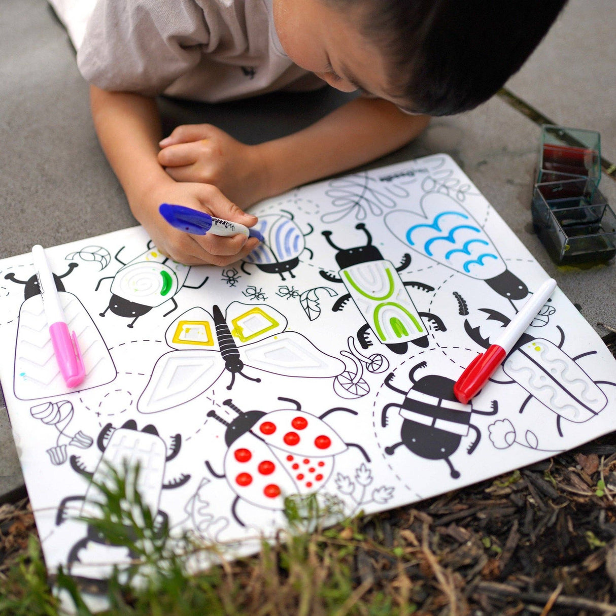 Reusable Color-In Silicone Sensory Mat - Busy Bugs