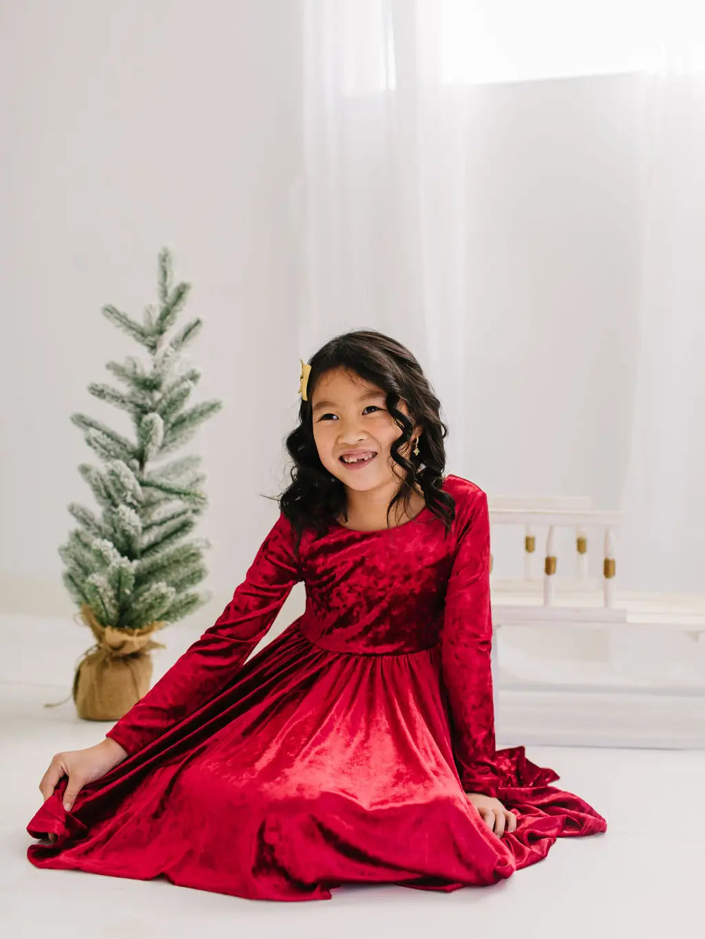 Gwendolyn Dress - Red Crushed Velvet