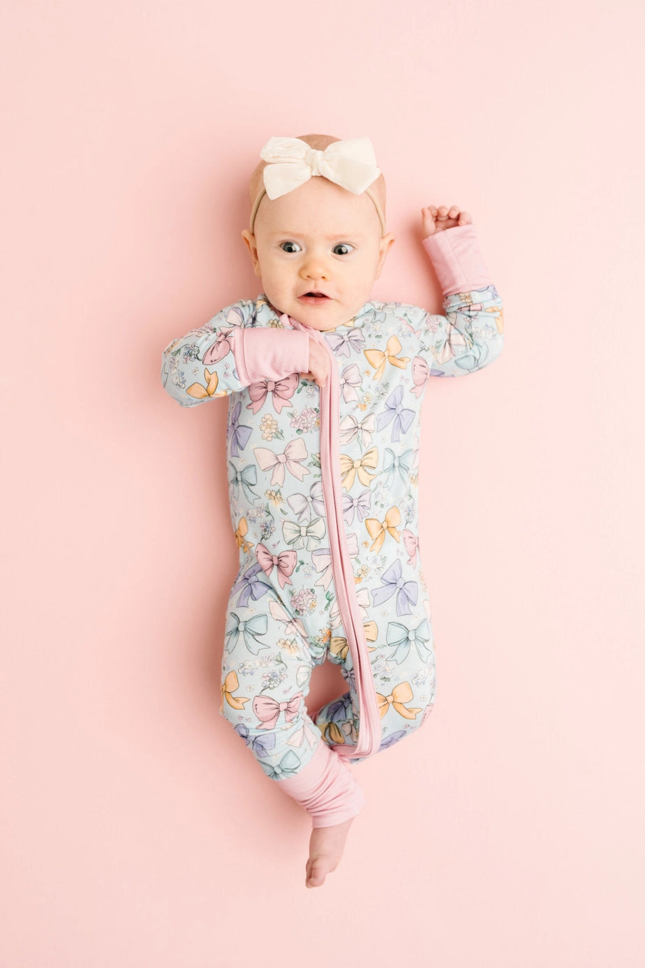 Bamboo Convertible Footie - Spring Bows