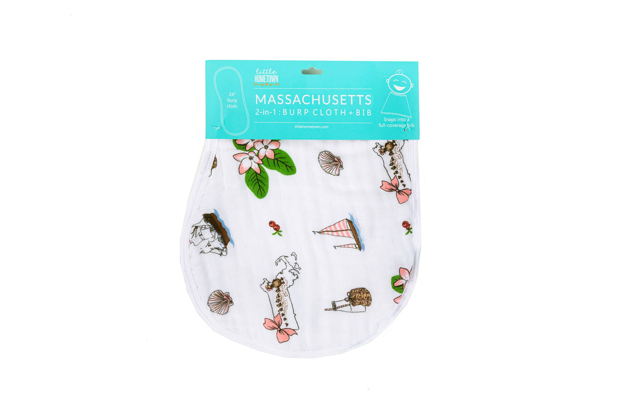2-in-1 Burp Cloth and Bib - Massachusetts Floral