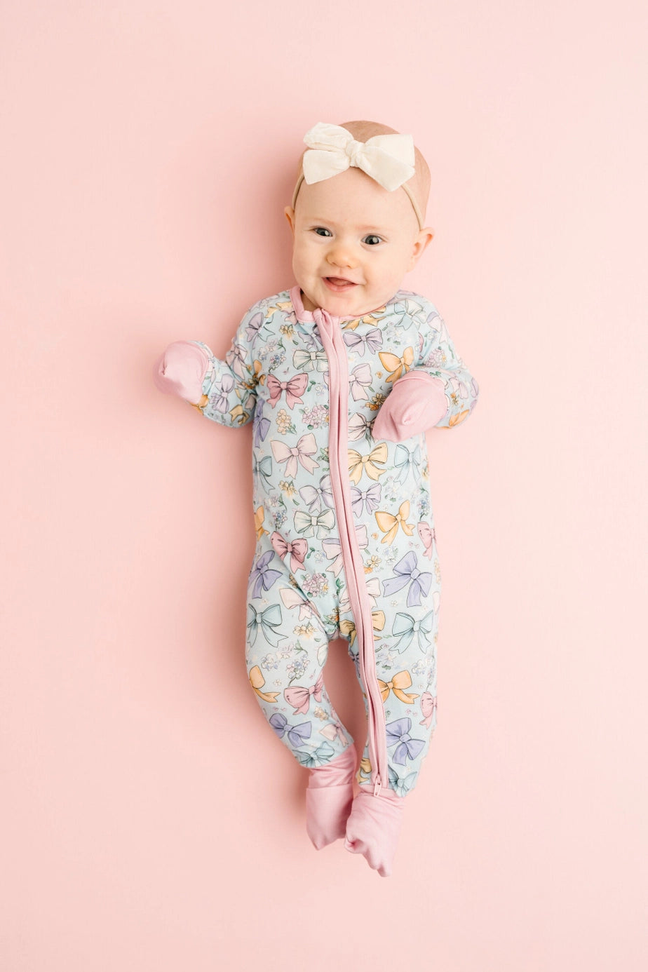 Bamboo Convertible Footie - Spring Bows