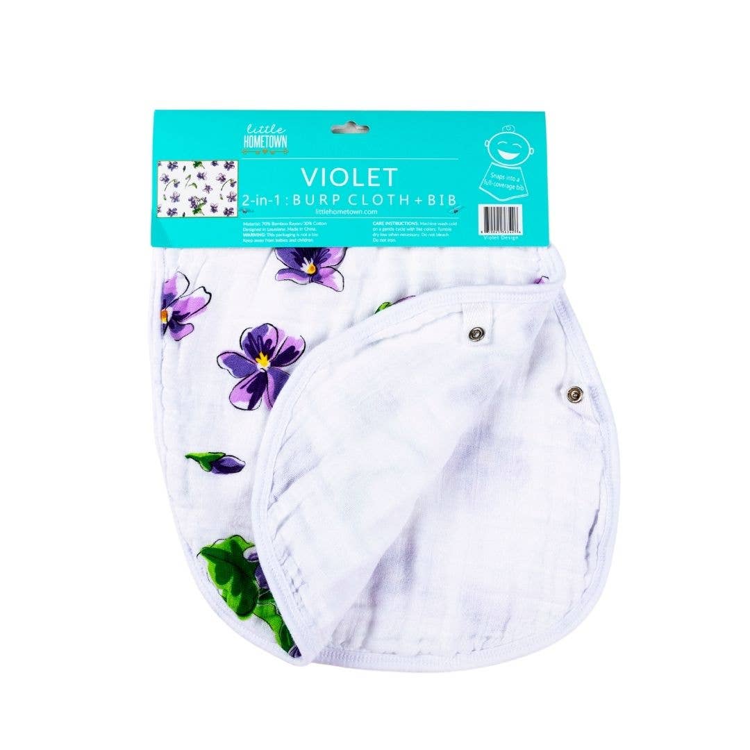 2-in-1 Burp Cloth and Bib - Violet