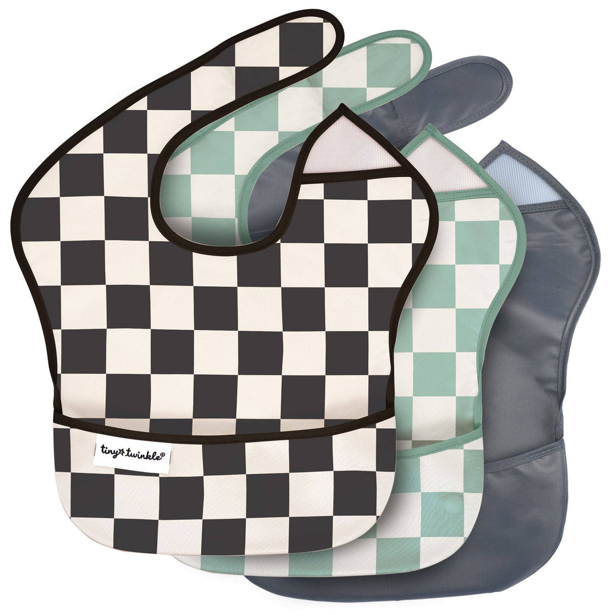 3 Mess-Proof Easy Bibs - Checkers