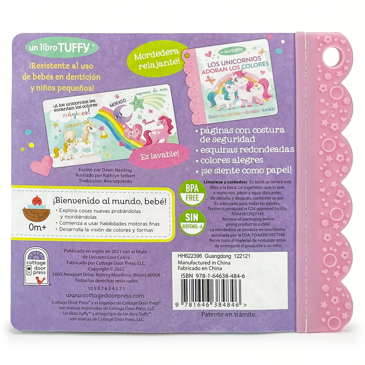 Tuffy Teether Book - Unicorns Love Colors