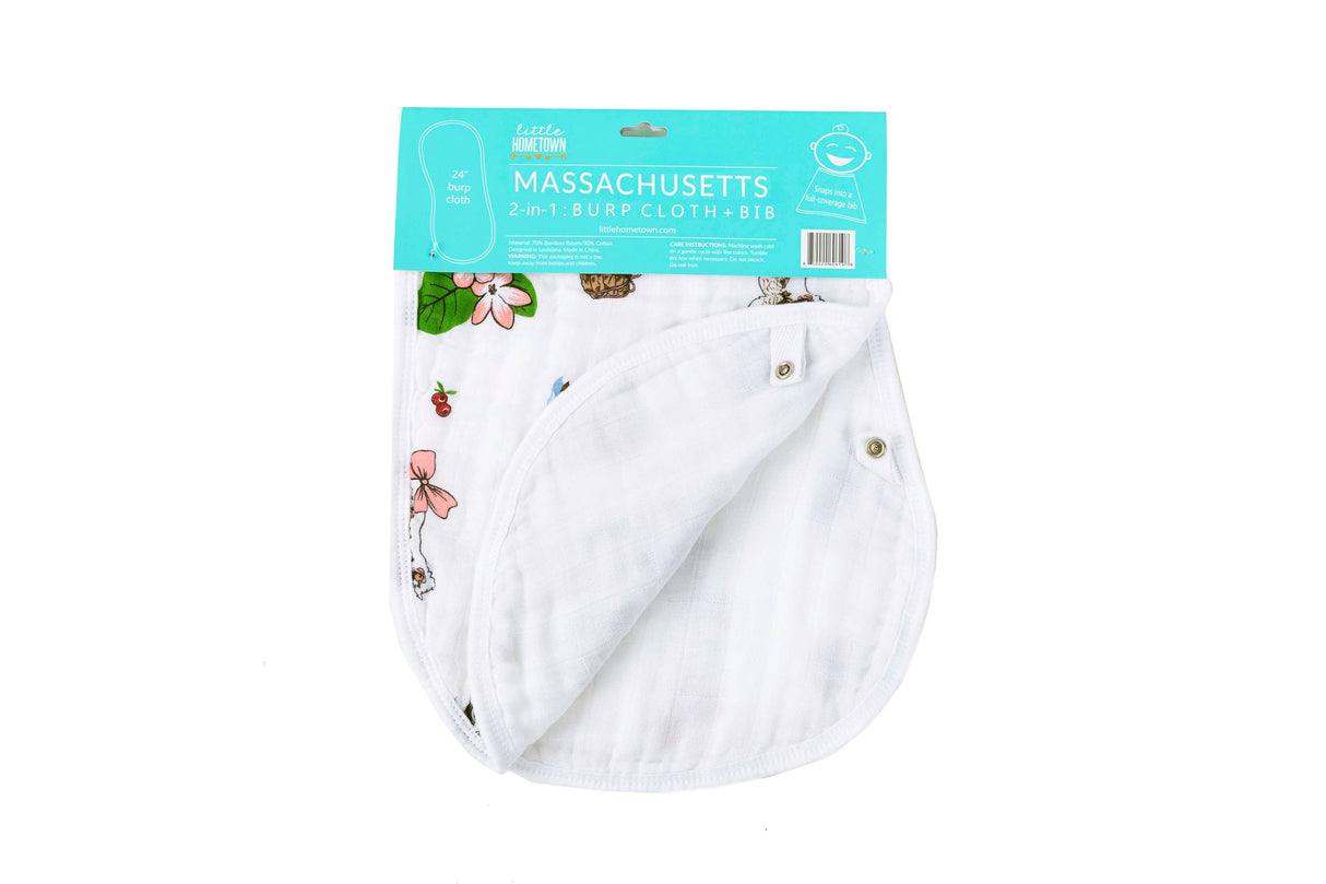2-in-1 Burp Cloth and Bib - Massachusetts Floral