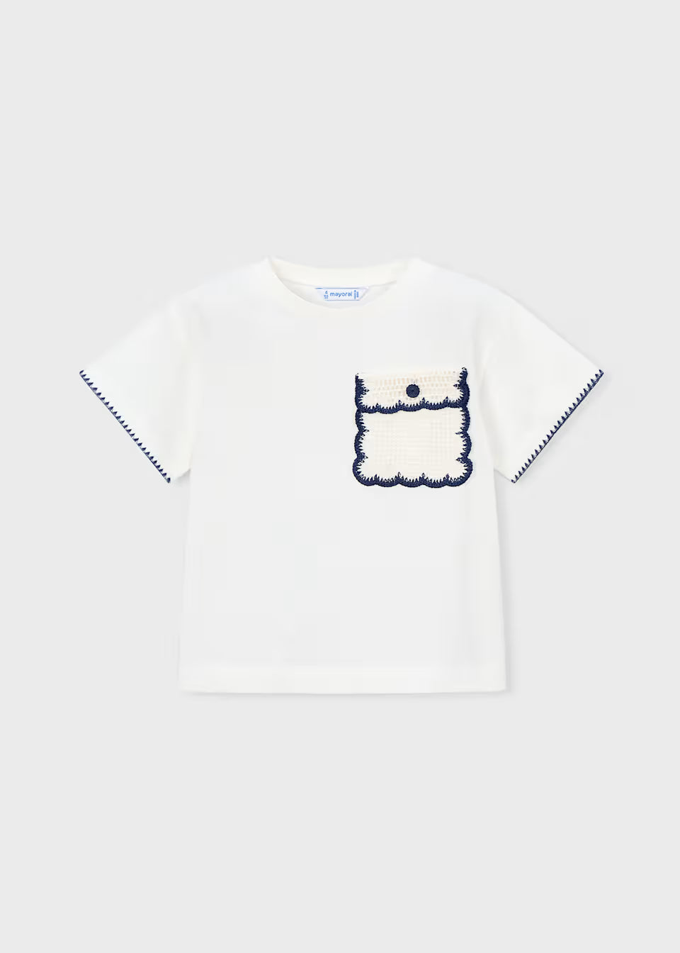 Crochet Pocket Tee - Natural