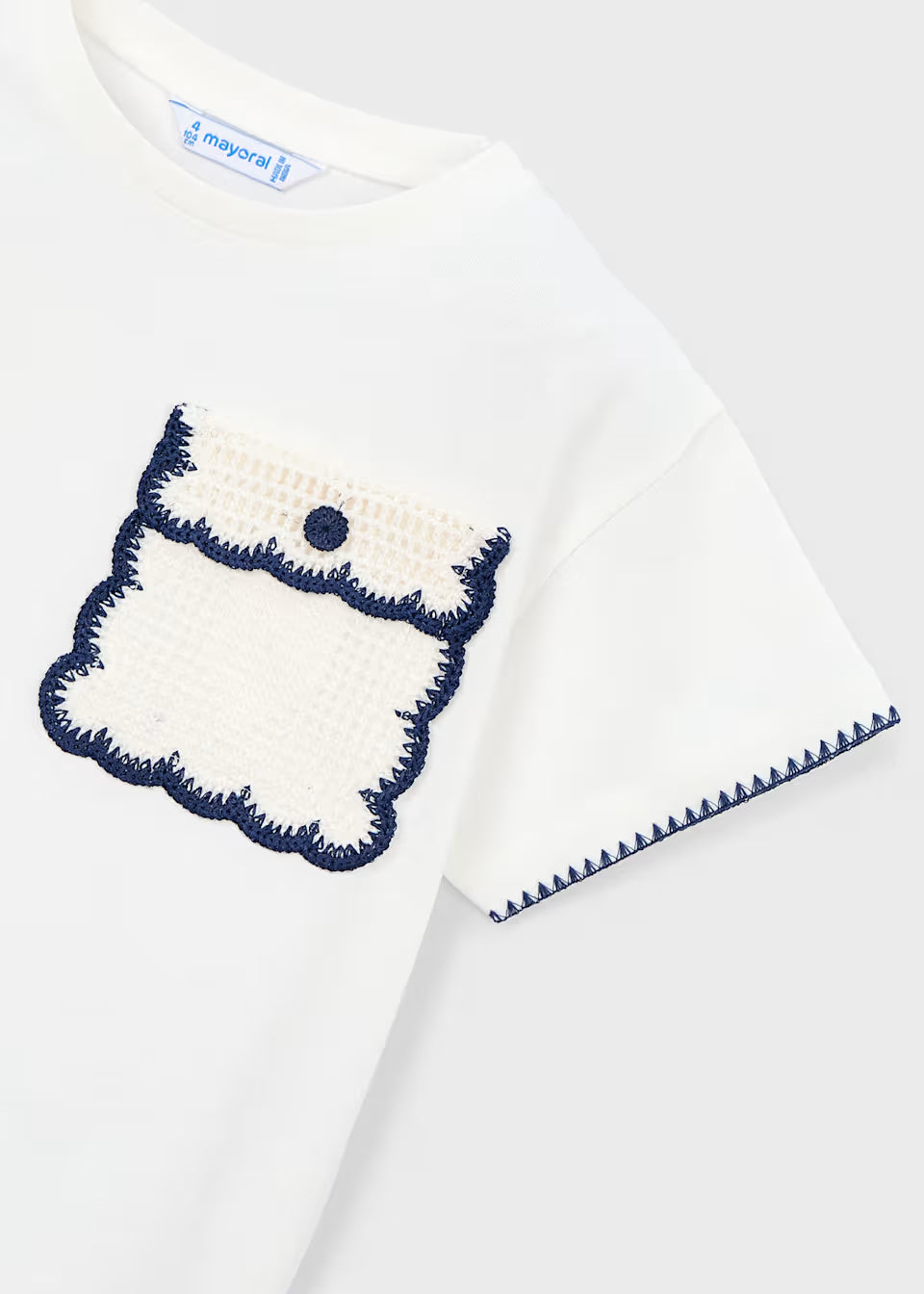 Crochet Pocket Tee - Natural