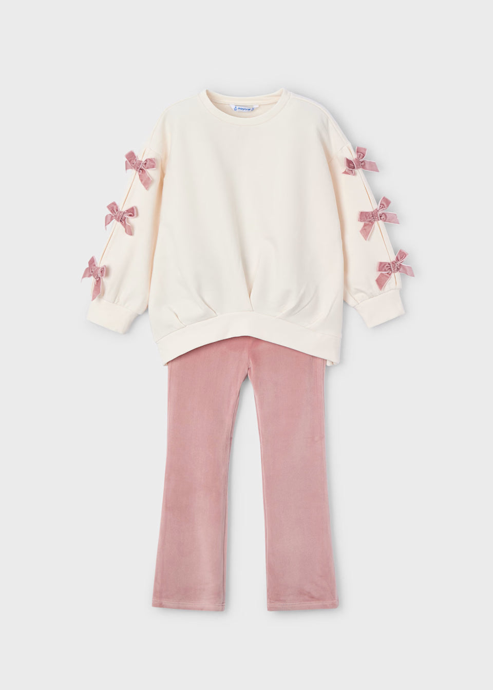 Pullover and Velour Flares - Blush