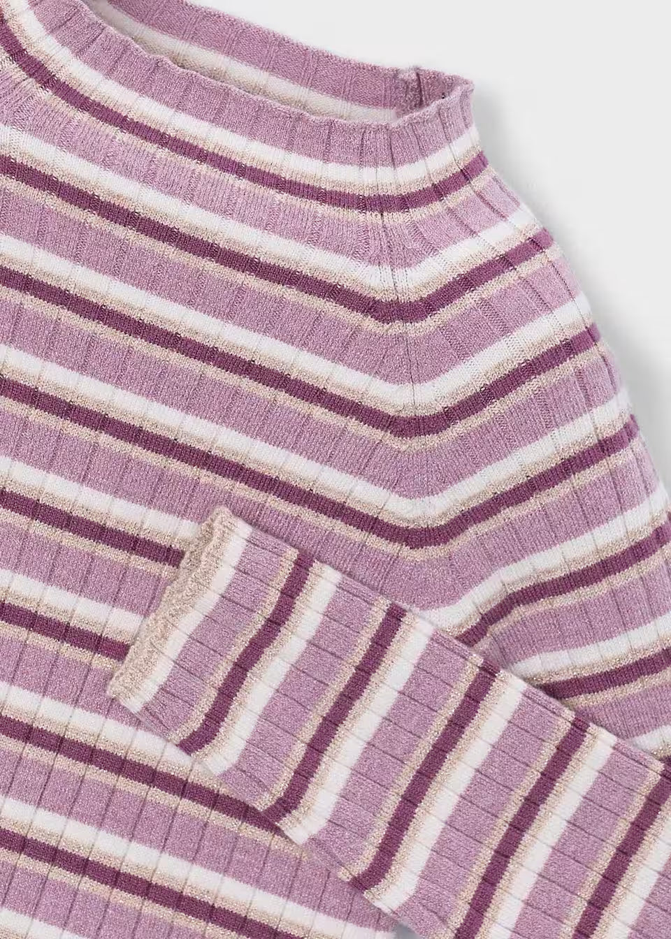 Ribbed Mock Neck Sweater - Violet Stripe