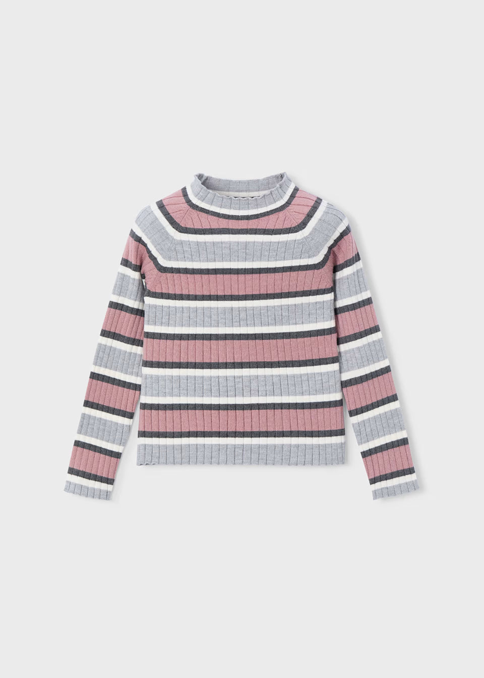 Ribbed Mock Neck Sweater - Blush Stripe
