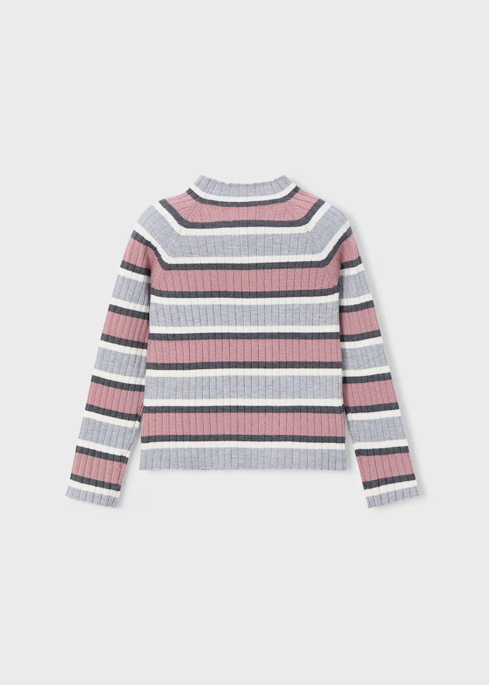 Ribbed Mock Neck Sweater - Blush Stripe