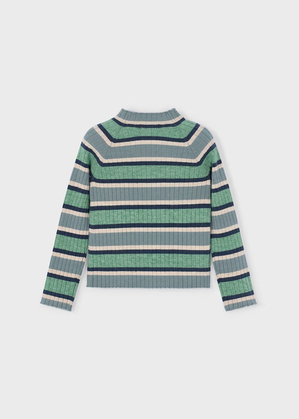 Ribbed Mock Neck Sweater - Sage Stripe