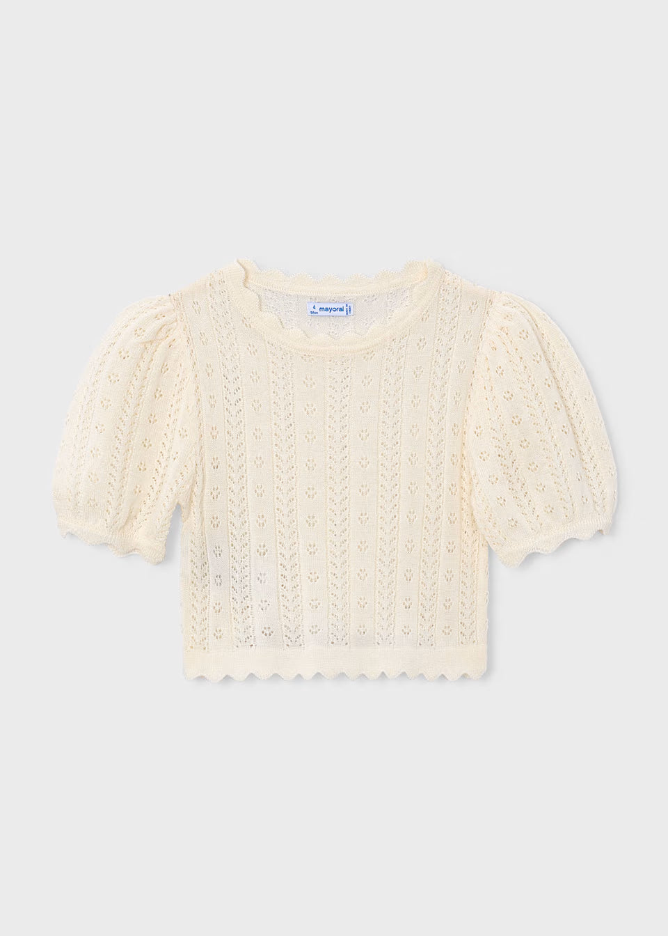 Knit Puff Sleeve Tee - Bone