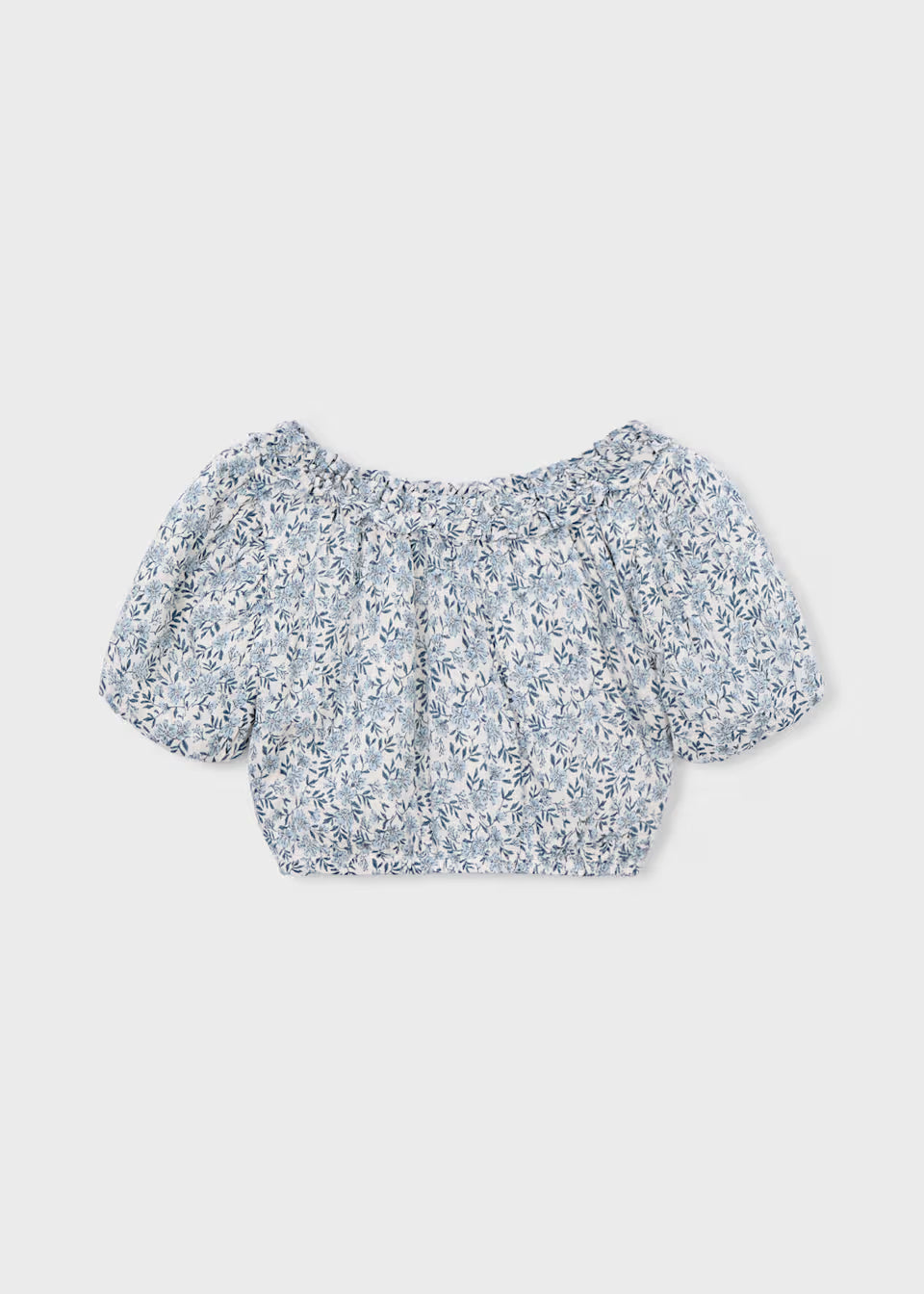 Puff Sleeve Top - Blue Floral