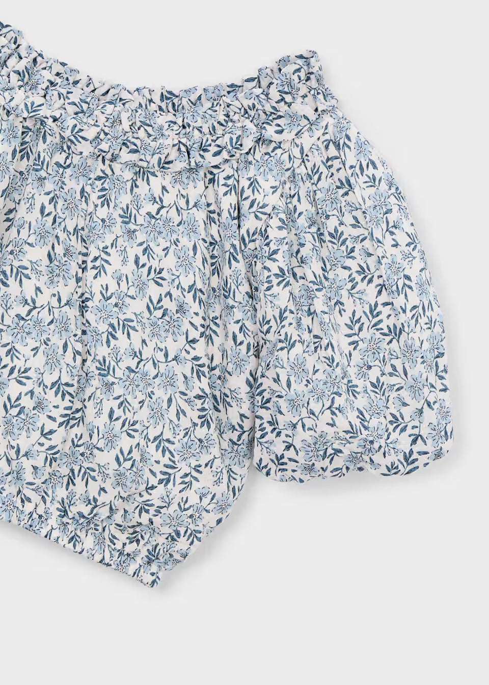 Puff Sleeve Top - Blue Floral