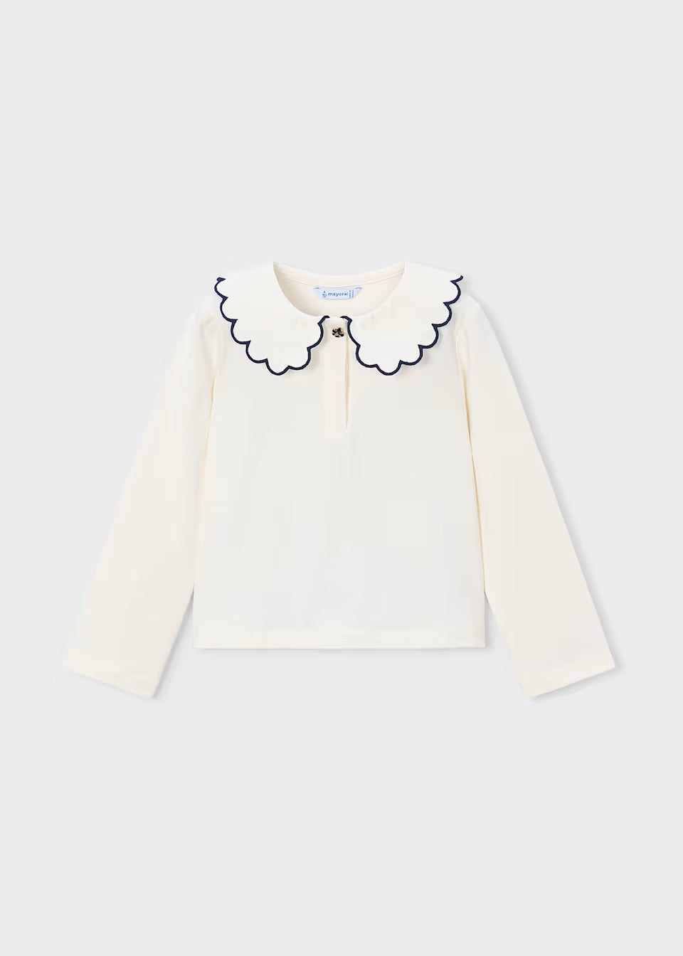 Scallop Collar Top - Cream