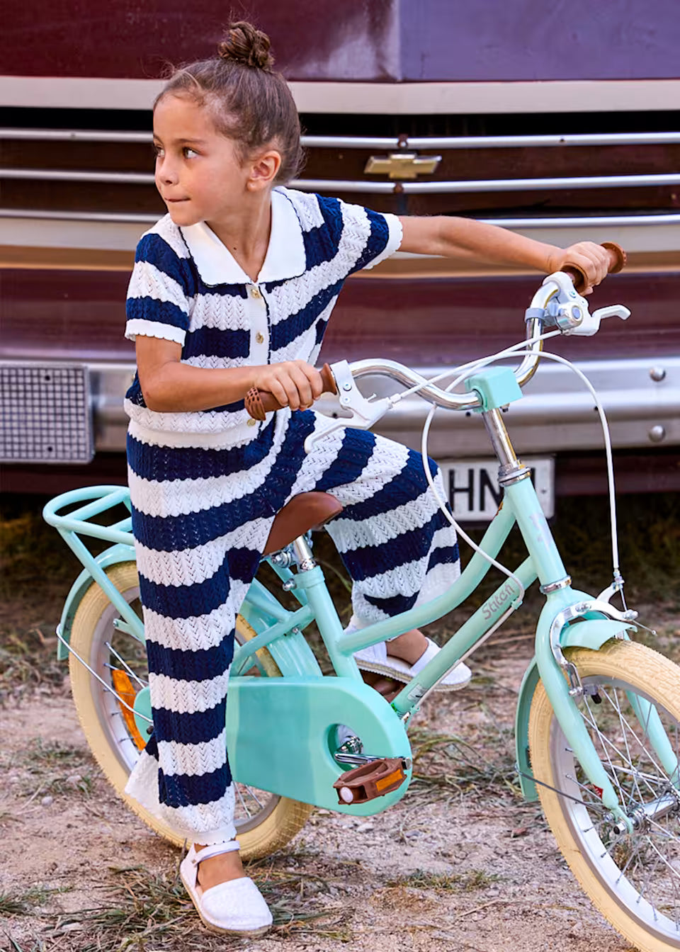 Crochet Outfit Set - Navy Stripe