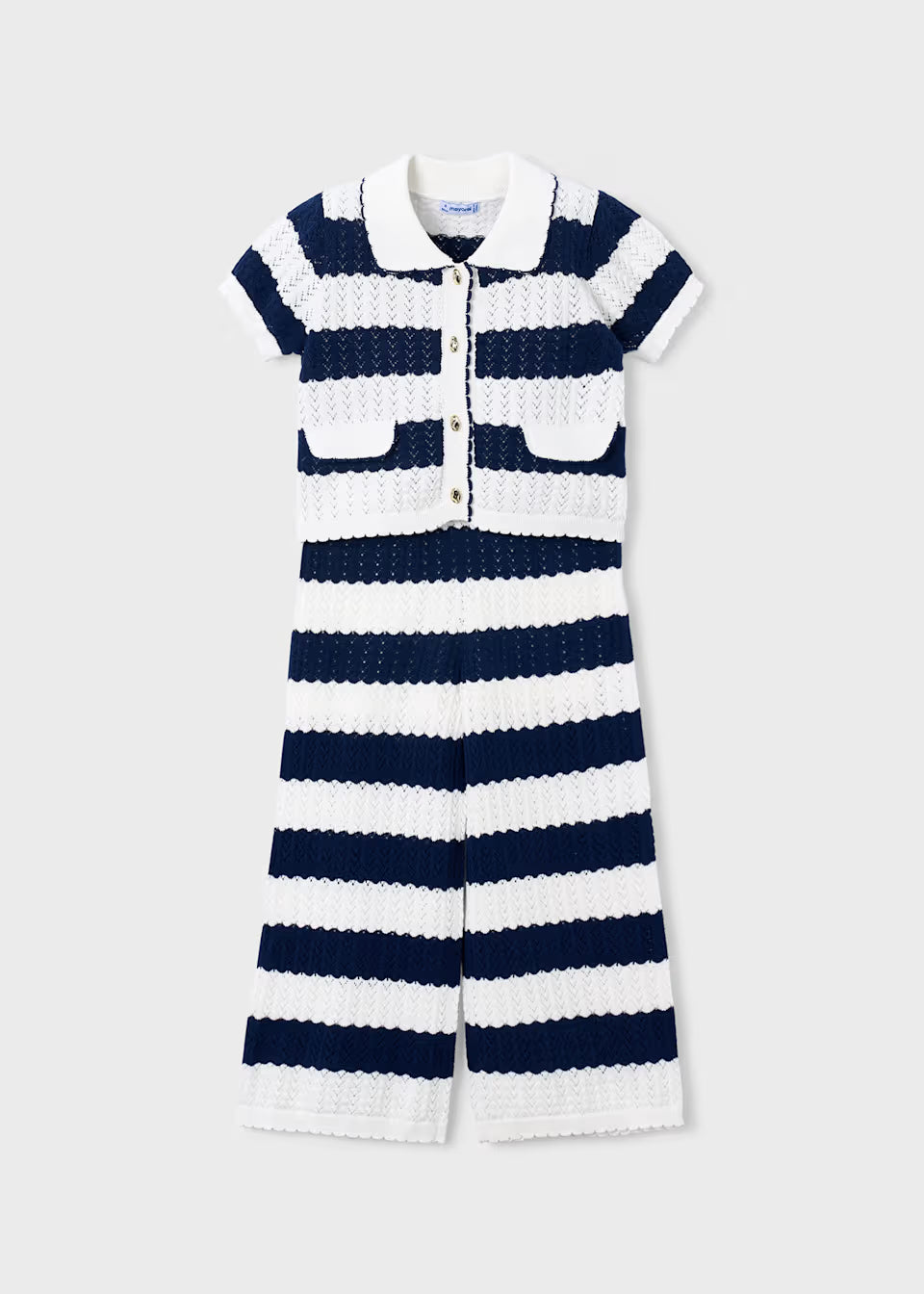 Crochet Outfit Set - Navy Stripe