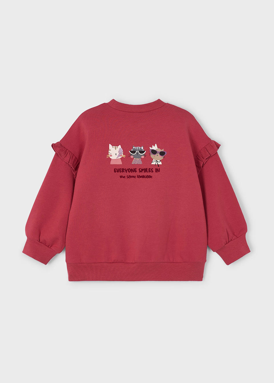 Graphic Ruffle Pullover - Cool Cats