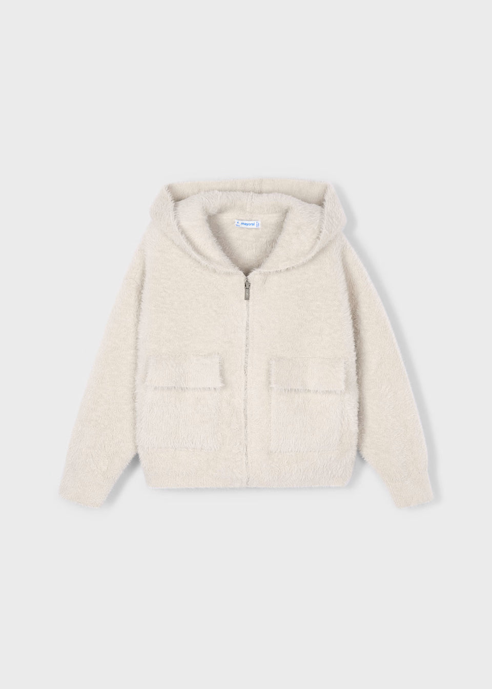 Fuzzy Knit Hoodie - Almond