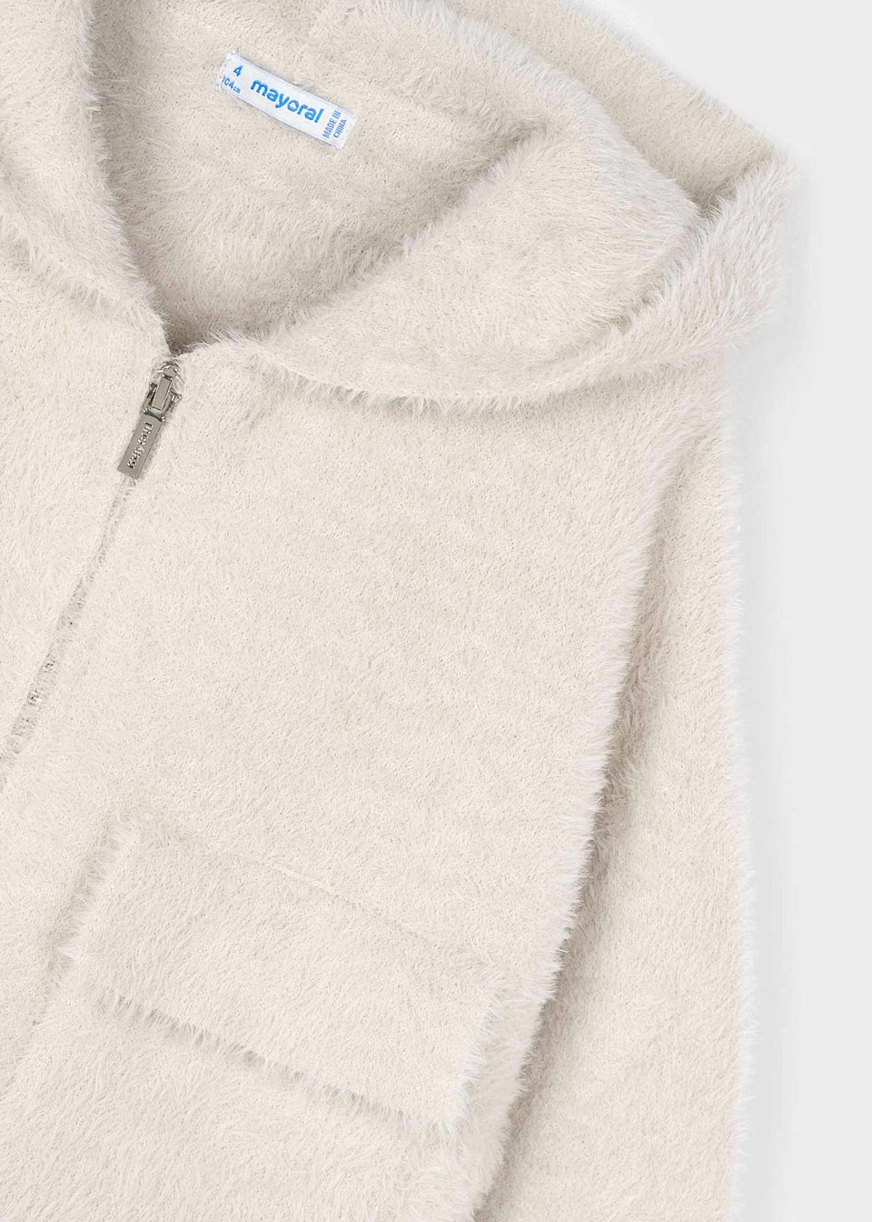 Fuzzy Knit Hoodie - Almond
