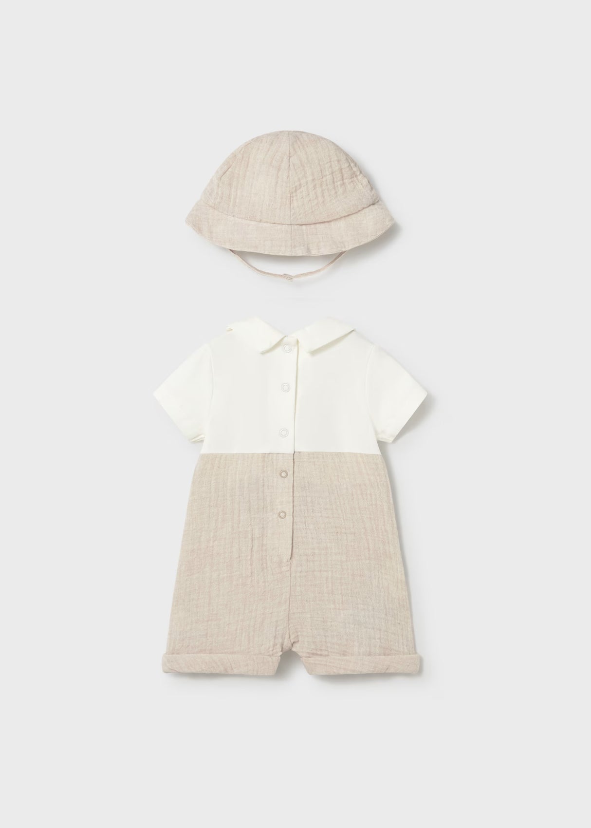 Overall Romper and Hat - Oat