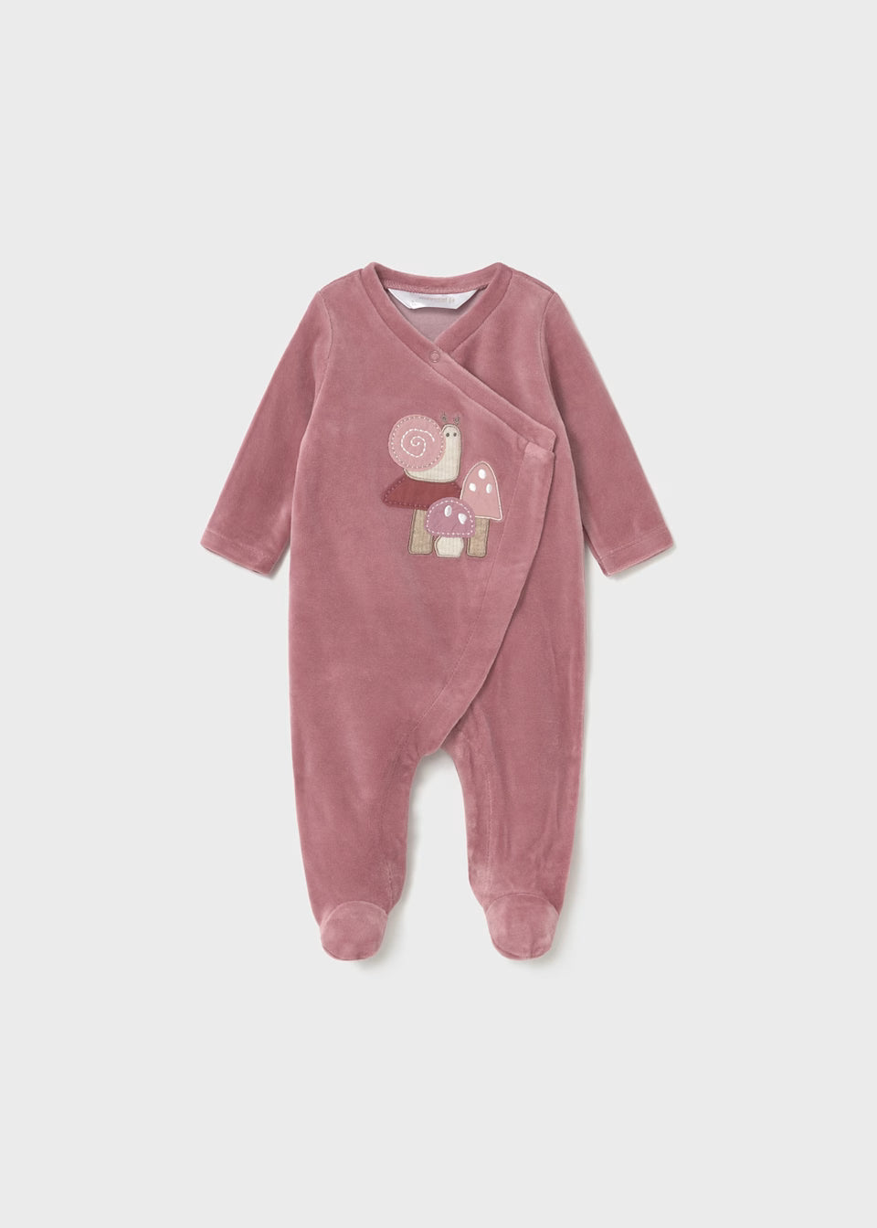 Velour Footie - Snail and Mushrooms