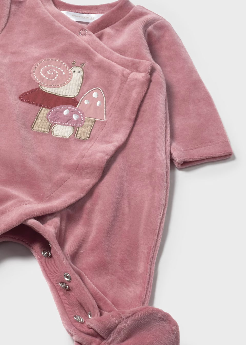 Velour Footie - Snail and Mushrooms