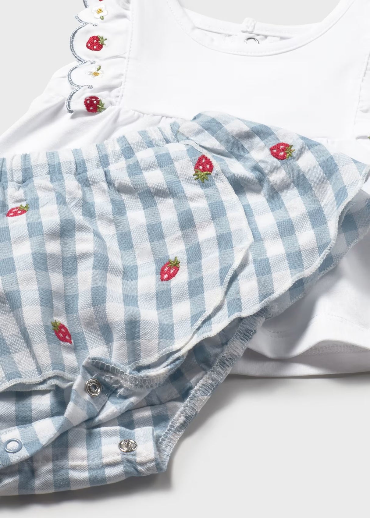 Scalloped Top and Skirted Bloomer - Strawberry Gingham
