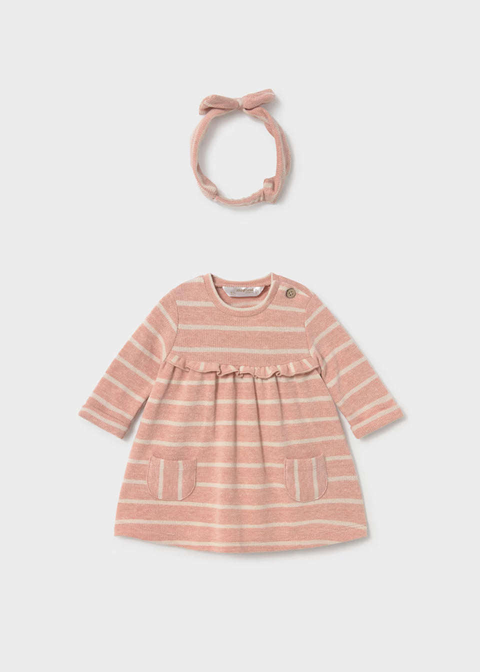 Soft Knit Dress and Headband - Rose Stripe