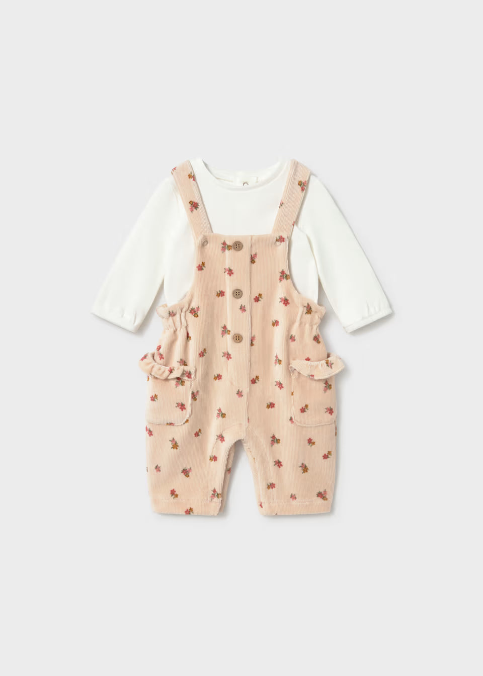 Soft Cord Overall Outfit - Oat Floral