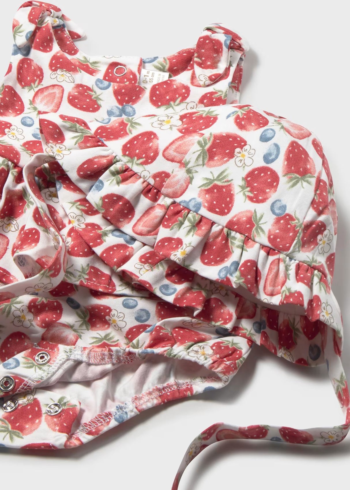 Bubble Romper and Hat - Strawberry