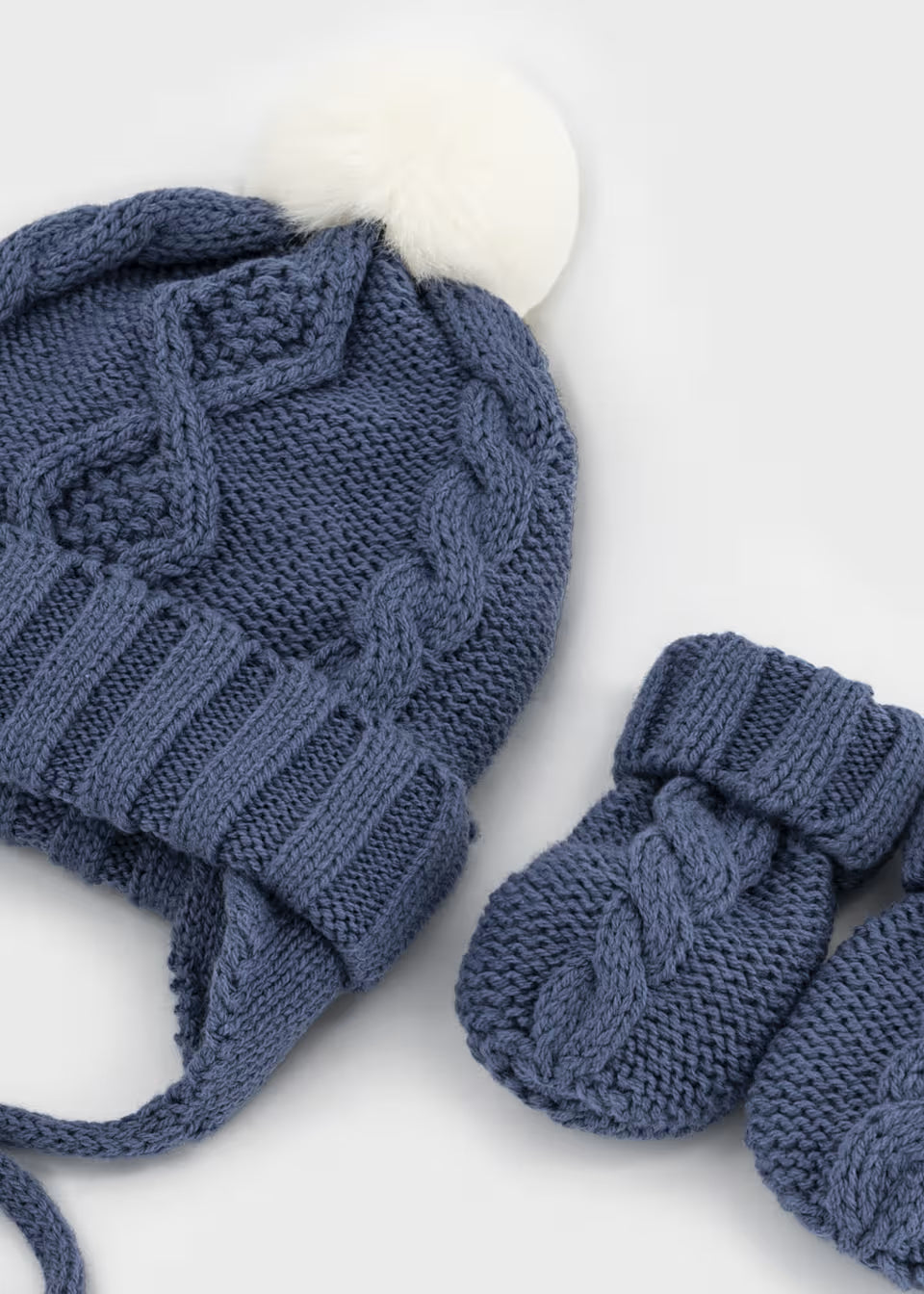 Knit Baby Hat and Mittens - Blueberry
